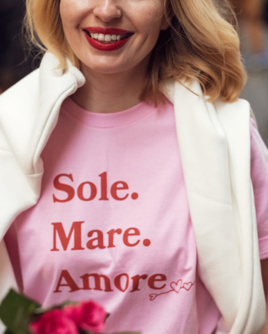 Różowy t-shirt Sole Mare Amore. Rzymskie wakacje. La dolce vita e felicita! Valentines in Rome.