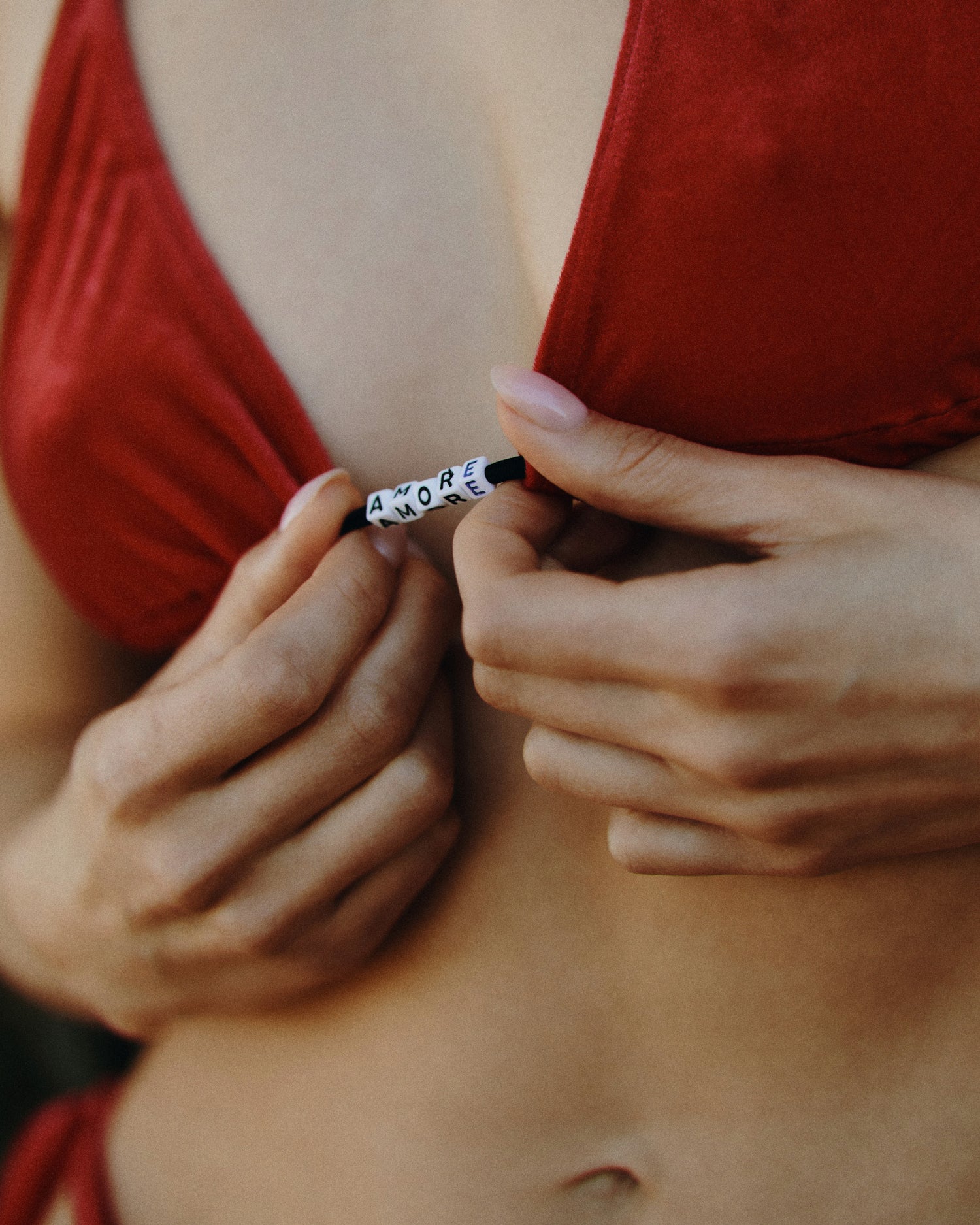 Red Velvet bikini. Amore bikini. Swimsuit for Honeymoon.