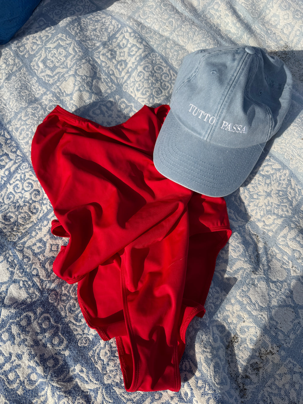 Tutto Passa baseball cap by Drivemebikini – timeless resort wear accessory, Supernova recycled swimsuit – Italian premium fabric with classic 80s silhouette