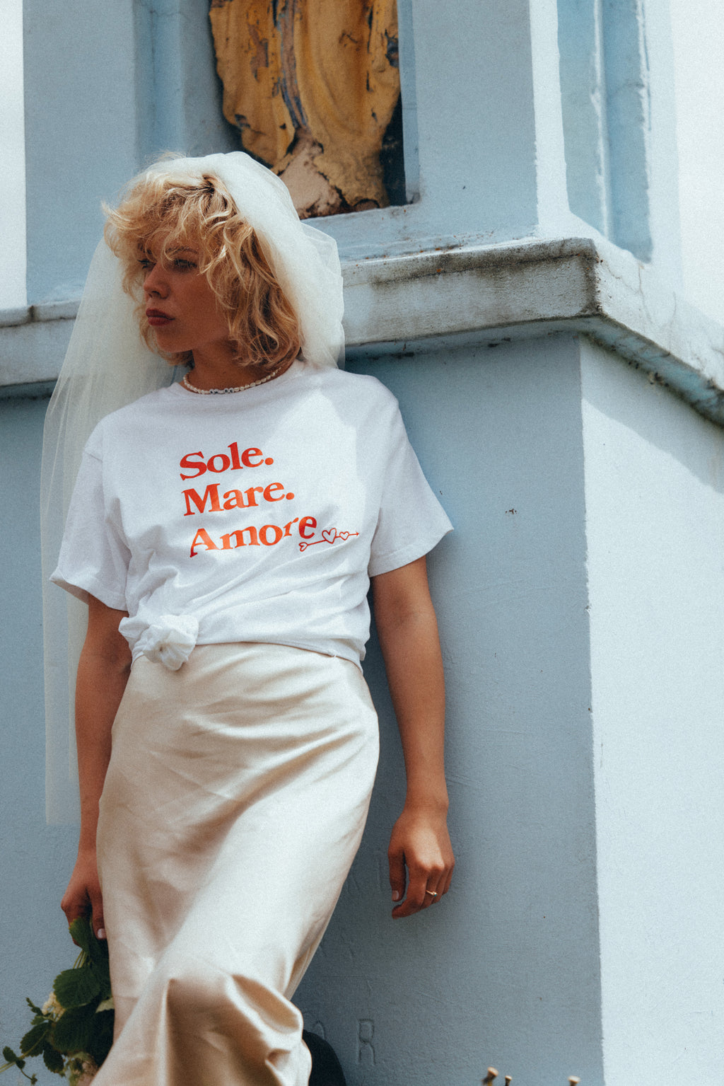 Biały t-shirt Sole Mare Amore. Rzymskie wakacje. La dolce vita e felicita! Valentines in Rome.