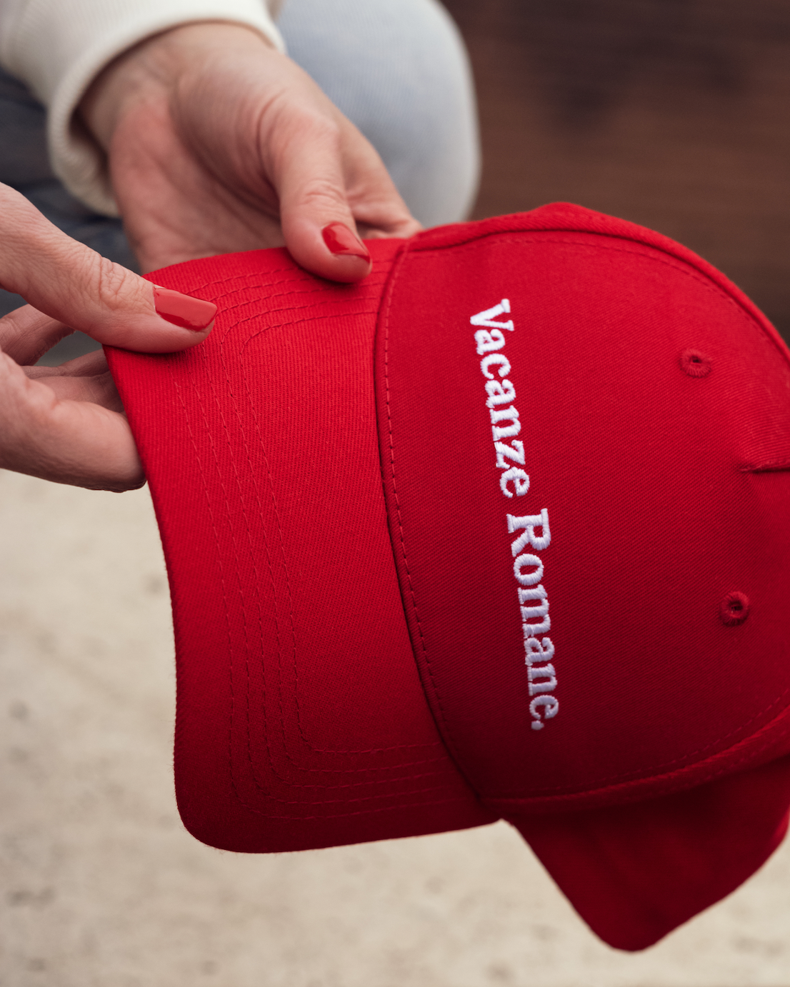 Red baseball cap. Vacanze Romane. Roma Amore. Ciao Italia! Ferrari red. Classic red. 
