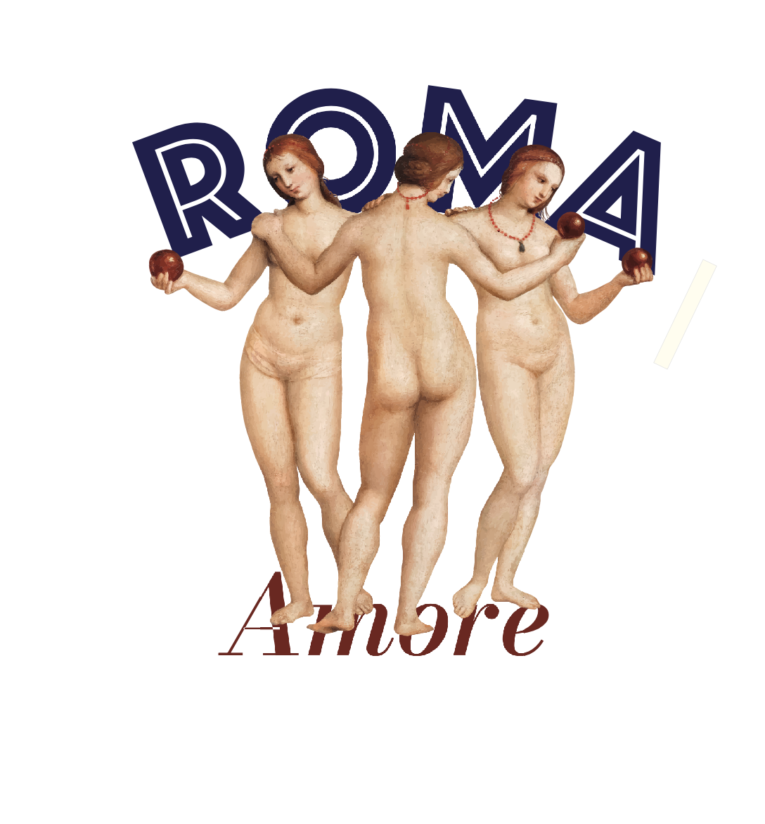 Roma Amore by Drivemebikini. Rzym, Trzy Gracje, renesans. walentynki.